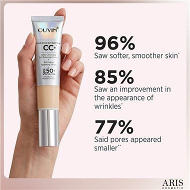 รองพื้นชนิดน้ำแบบฟูลคัฟเวอร์เรจพร้อมเพิ่มความเปล่งประกาย