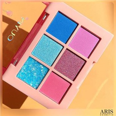 6 สี Shimmer Glitter Pigment อายแชโดว์แต่งหน้า Palette